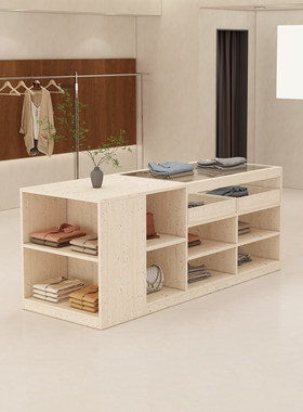 服装店中岛台展示桌鞋包中古风饰品女装店陈列柜双面储物流水台