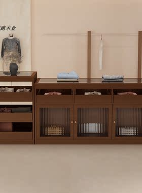 中古风服装店中岛台展示桌饰品柜女装店陈列柜双面流水台储物柜子