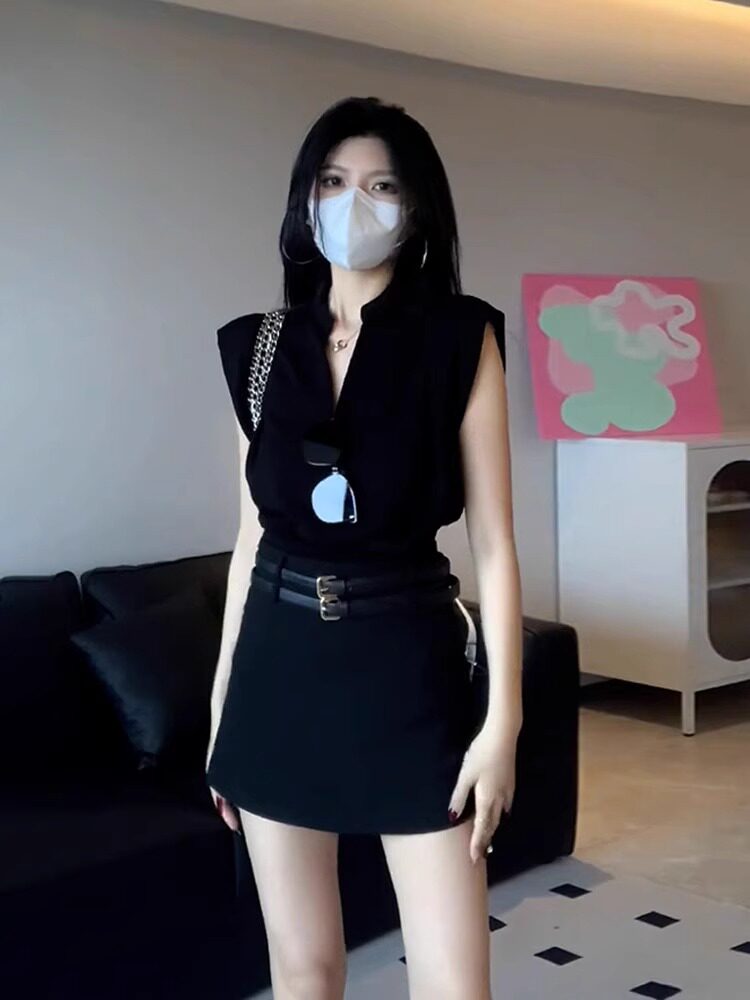 轻奢高级感御姐职业套装女夏季干练气质V领衬衫包臀连衣裙两件套