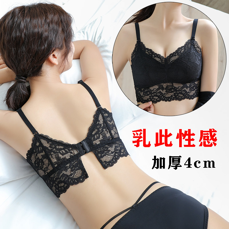 蕾丝抹胸吊带美背心运动内衣女网红爆款聚拢小胸加厚胸垫一体文胸