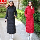 新款 超长款 羽绒服女长过膝可脱卸帽保暖修身 2025冬装 大码 中长外套