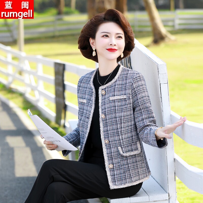 中年妈妈装小香风短外套女2022春秋装新款阔太太气质百搭夹克上衣在类目 女装/女士精品, 中老年女装中 - 来自Buy2taobao.com提供专业的淘宝代购服务