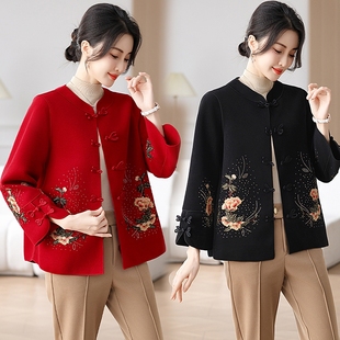 阔太太洋气短款 新款 呢子大衣 毛呢外套女2025秋冬装 中年妈妈新中式