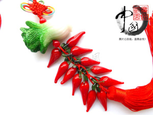 红红火火发财白菜12个辣椒串挂件 新年吉祥挂饰 开业促销礼物