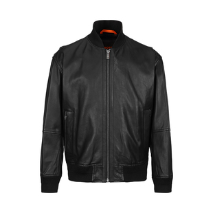 Hugo Boss男士2025新款高端小羊皮皮衣冬季保暖皮夹克休闲外套潮