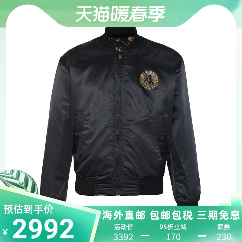 Versace/范思哲秋季新款黑色修身夹克男士潮流印花两面穿休闲外套