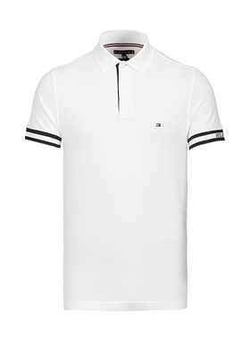 TOMMY汤米男士夏季新款上衣休闲年轻帅气纯棉白色T恤短袖polo衫男