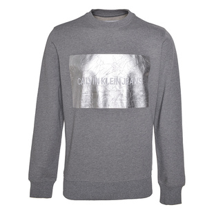 上衣CK男士 春秋季 潮牌纯棉印花圆领灰色套头卫衣 KLEIN男装 CALVIN