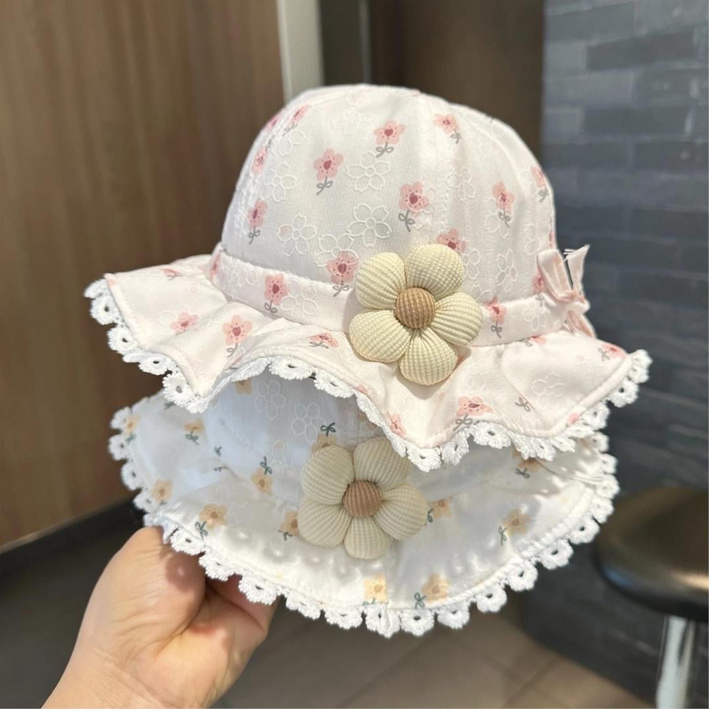 婴幼儿帽子春夏季薄款公主盆帽1-3岁女童甜美渔夫帽调节遮阳防晒2图片