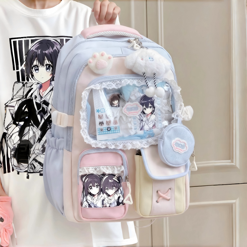 痛包书包女生小学生女孩学生大容量高颜值ins风初中生小双肩包女图片