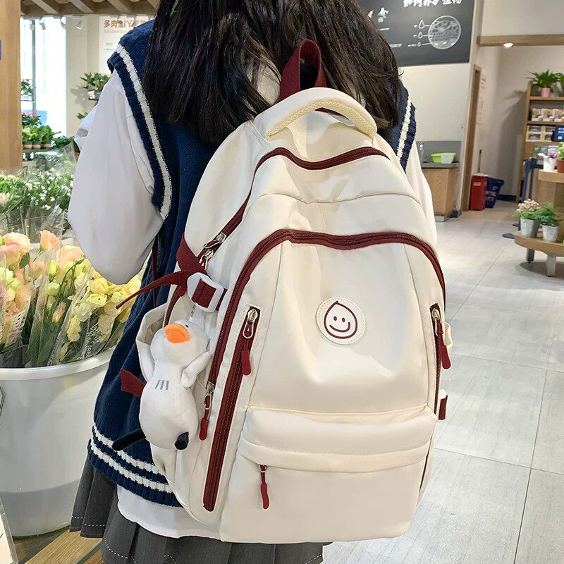 书包女初中生大学生ins森系百搭高颜值耐脏电脑背包女简约双肩包