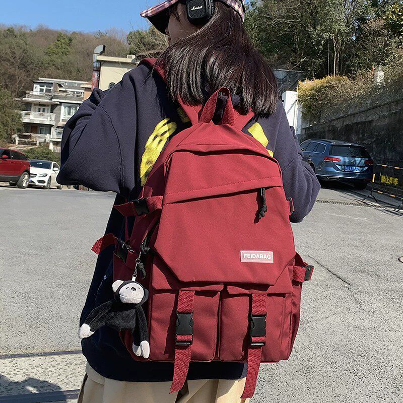 旅游书包高中生ins潮酷校园背包学生简约大容量双肩包韩版耐脏潮