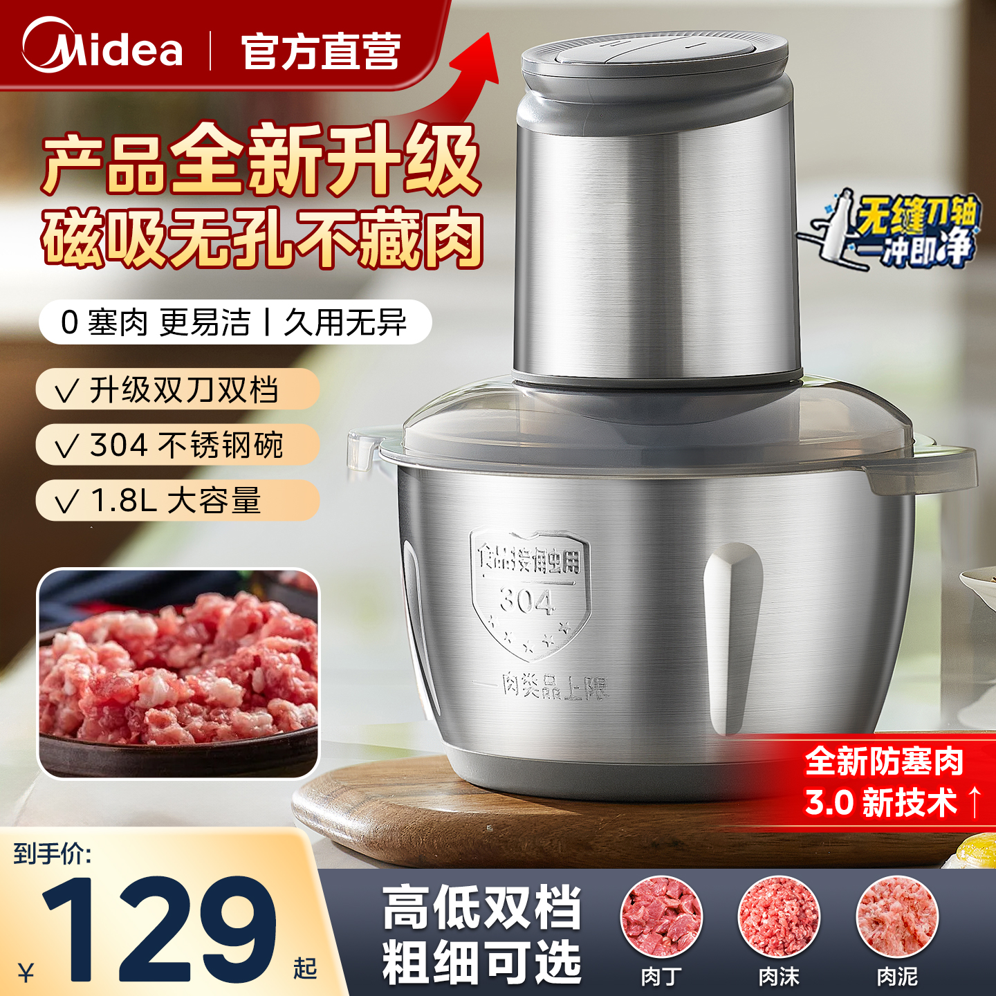 美的绞肉机家用2025新款