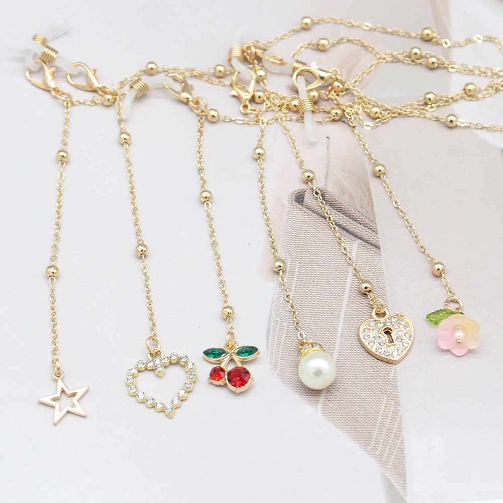 新款眼镜链女款时尚百搭眼镜挂绳爱心花樱桃防丢眼镜链女款