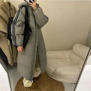 三条杠长款羽绒棉服女学生长款过膝棉袄2025年新款韩版宽松冬季