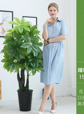 仿真绿植发财树叶假花盆栽室内外客厅家居装饰花槽隔断插花植物墙