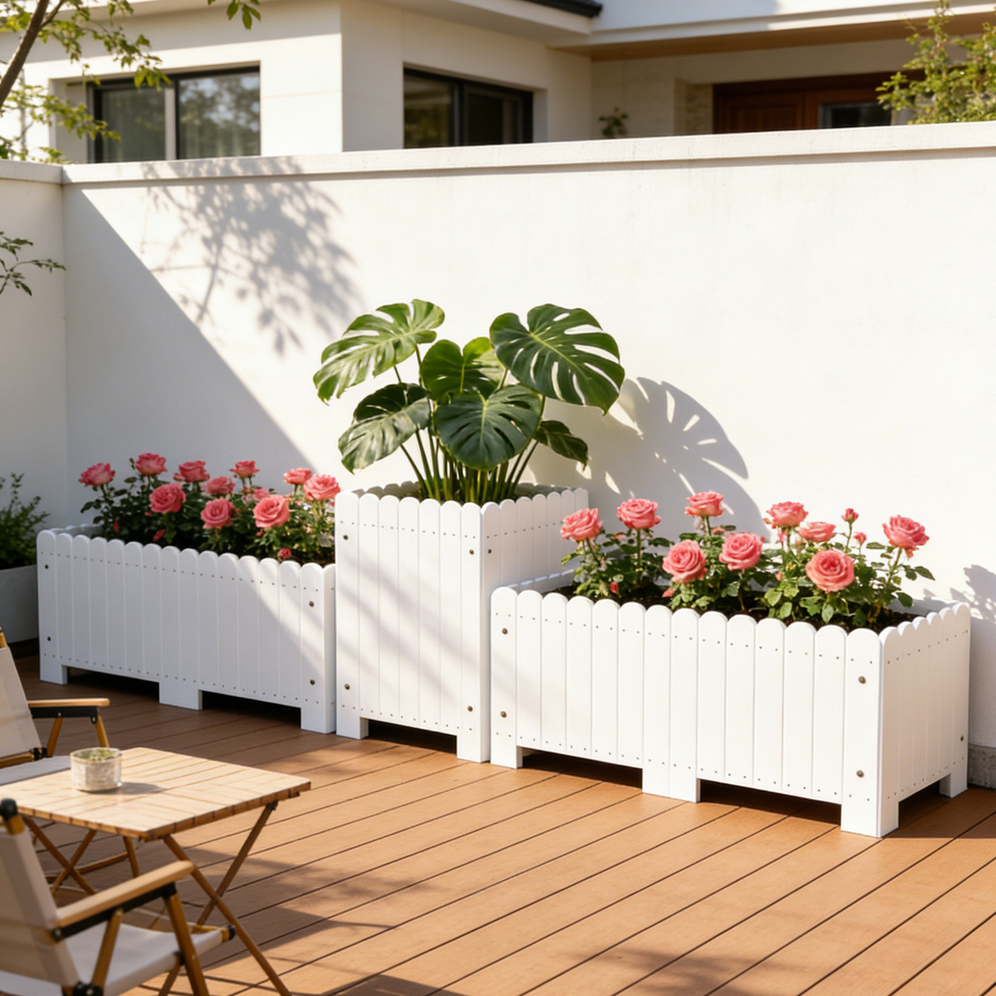 花盆树脂加厚耐用防腐木花箱户外庭院种植箱大号塑木花槽阳台花池