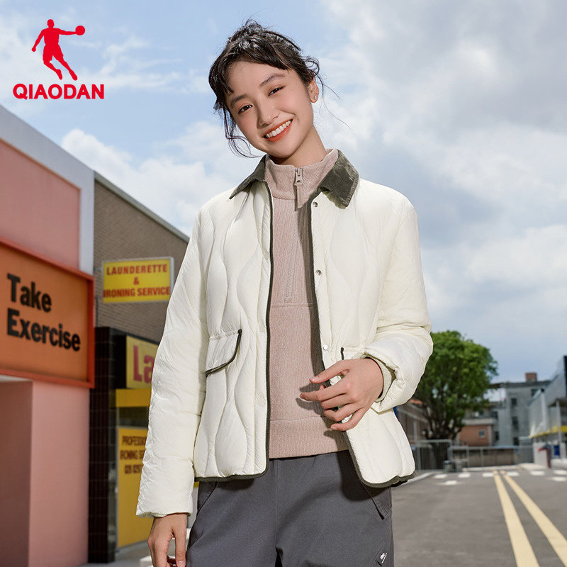 乔丹防泼水90绒羽绒服女士