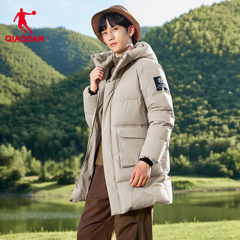 乔丹羽绒服中长款防泼水防风保暖