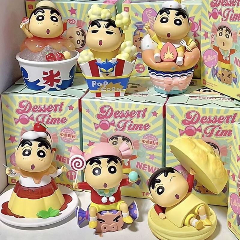 蜡笔小新点心时间系列盲盒公仔手办蛋糕装饰车载桌面摆件生日礼物