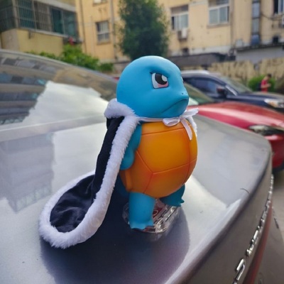 杰尼龟车顶摆件手办带披风车载装饰品傲娇杰尼龟车尾创意公仔挂件