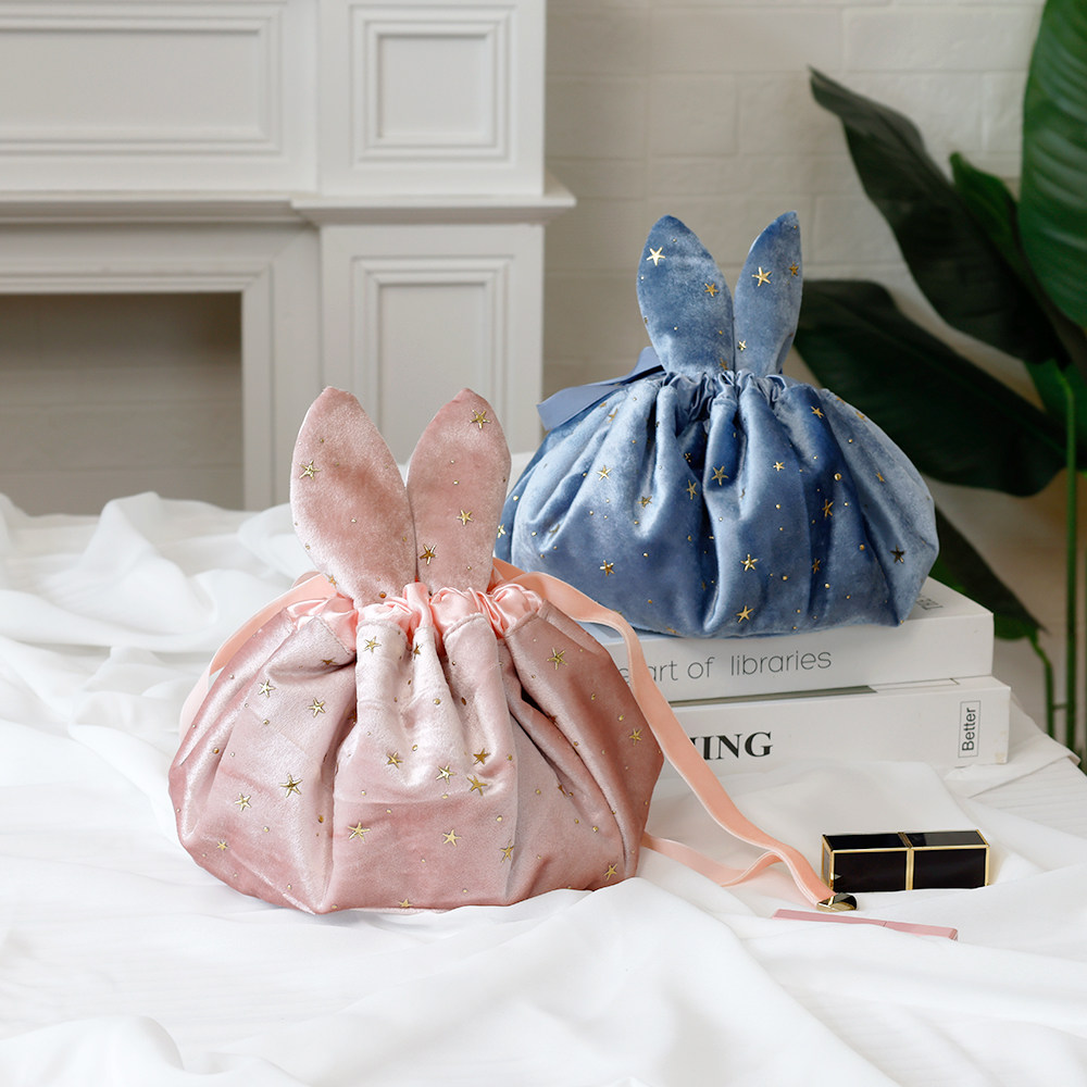 旅行束口袋抽绳收纳袋丝绒内衣定制包包小布袋便携兔耳朵化妆包,收纳整理,其他收纳袋,淘宝优惠券,粉丝福利购,淘宝优惠卷