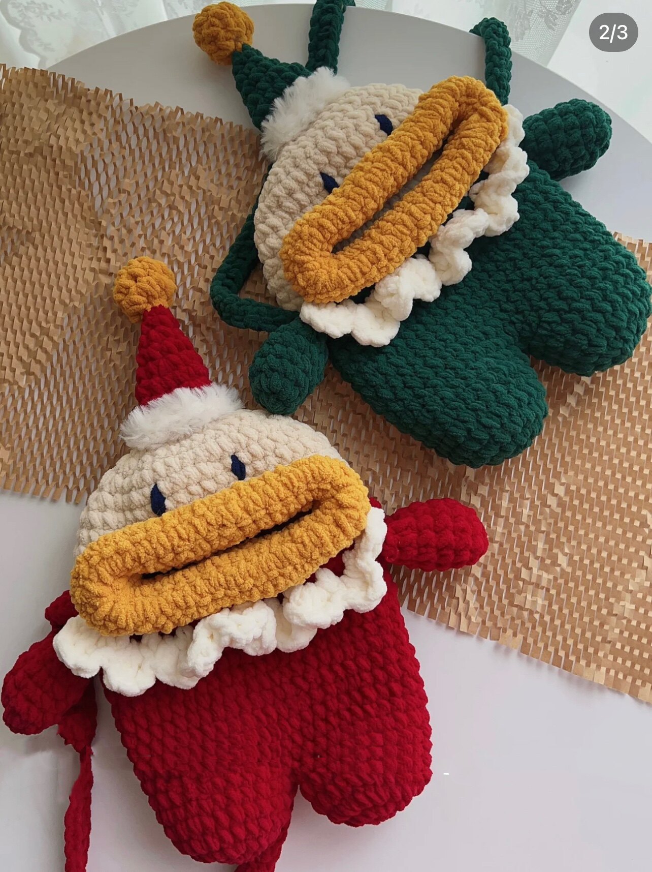 HAND-WOVEN SANTA CLAUS BIG MOUTH BAG MATERIAL BAG CROCHET FINISHED CUTE LITTLE OLD MAN DOLL BAG BAG GIFT GIRLFRIEND