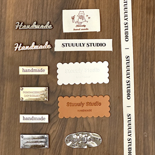 Stuuuly手工diy英文布标侧标横标银色标签小众银牌材料
