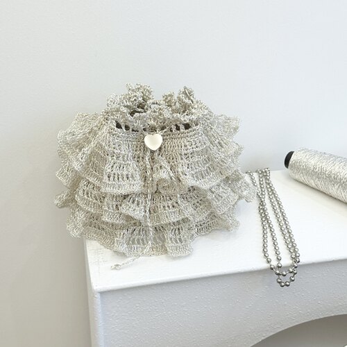 Stuuuly手工 蛋糕芭蕾包爆闪真银子包芯银线编织diy材料包单肩包