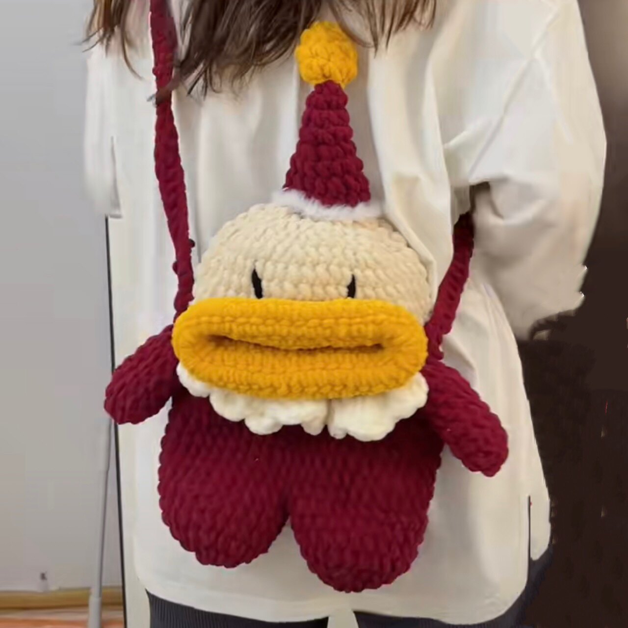 HAND-WOVEN SANTA CLAUS BIG MOUTH BAG MATERIAL BAG CROCHET FINISHED CUTE LITTLE OLD MAN DOLL BAG BAG GIFT GIRLFRIEND