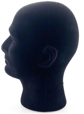 男泡沫头模黑色植绒模特头cos模型毛娘造型假人头帽子展示支架