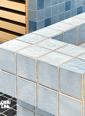 小火柴瓷砖马赛克哑光釉面卫生间餐厅全瓷浴室蓝色厨房蓝灰色北欧