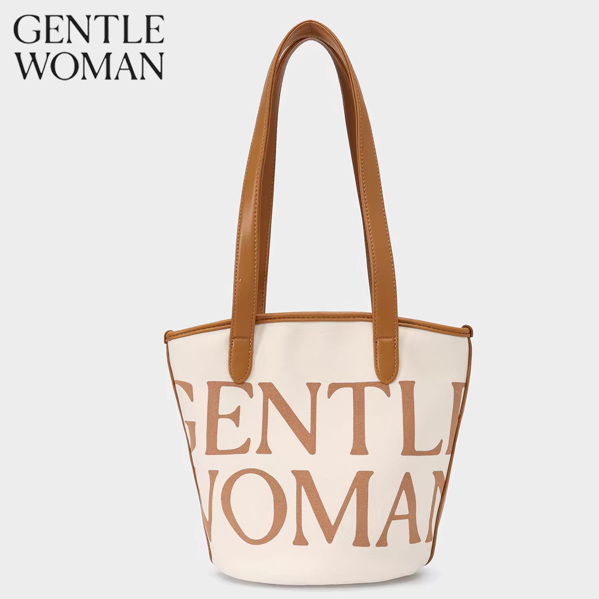 GentleWoman品牌折扣店刺绣字母菜篮子帆布包泰国新款手提单肩女