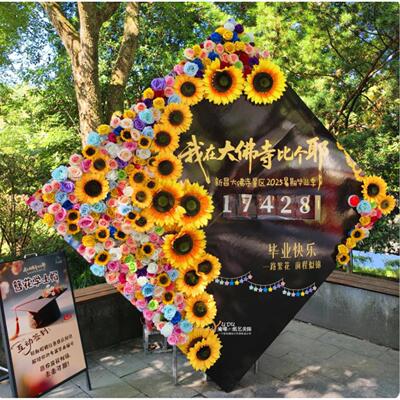 毕业硕博士帽打卡拍照道具学士帽簪花向日葵装饰摆件学校操场美陈