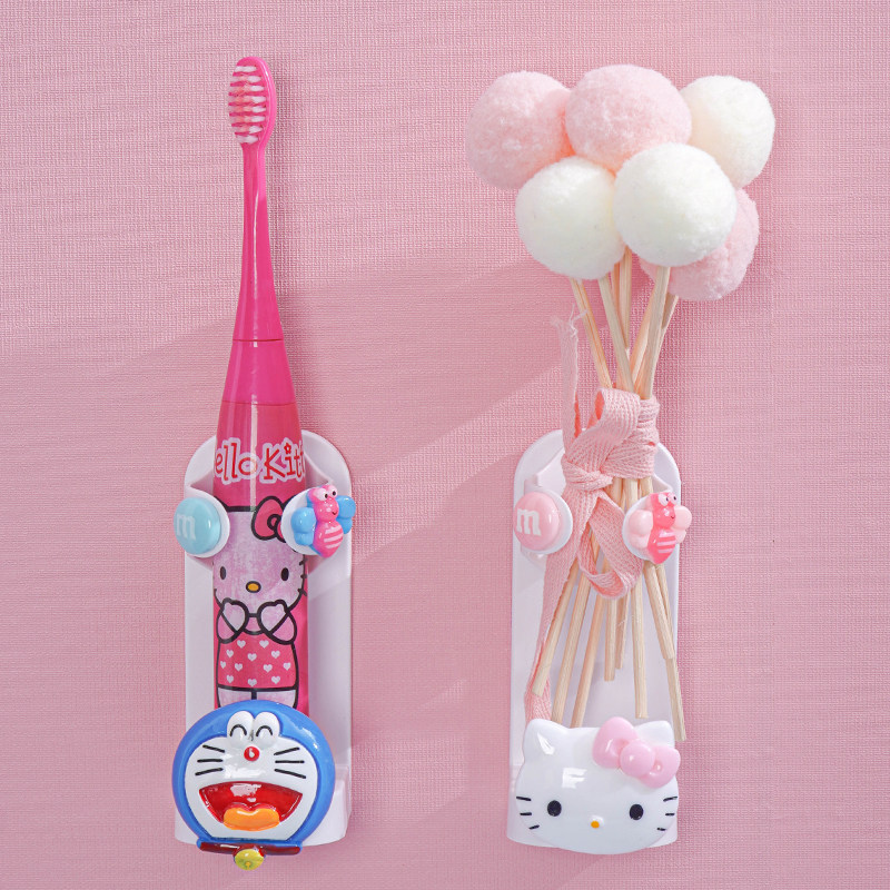 可爱卡通电动牙刷架免打孔壁挂墙式吸壁式浴室置物架牙具收纳架子