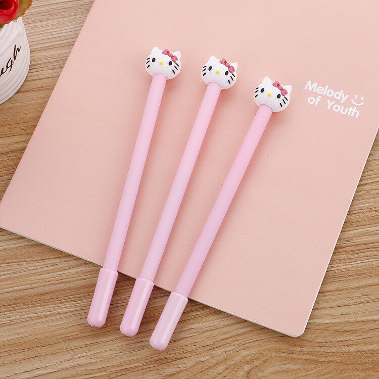 HelloKitty中性笔可爱卡通签字笔粉色软胶黑色水笔学生办公文具