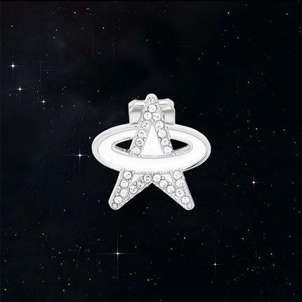 VSCH 结后余生系列 锆石点缀星星耳夹白色冷珐琅工艺简约时尚耳饰
