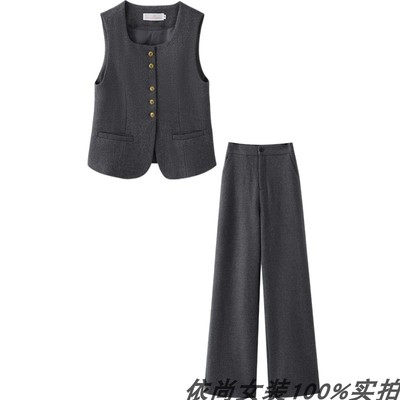 2025冬季毛呢马甲2件套女高级感