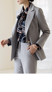高端灰色西装套装女春秋2024新款职业气质面试正装西服外套工作服