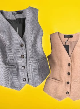 2024新款复古西装马甲女短款春秋外套修身背心毛呢夹克坎肩大码潮