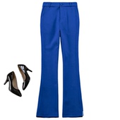 时尚 新款 气质修身 显瘦高腰微喇裤 蓝色喇叭裤 垂感裤 女2025年春秋季