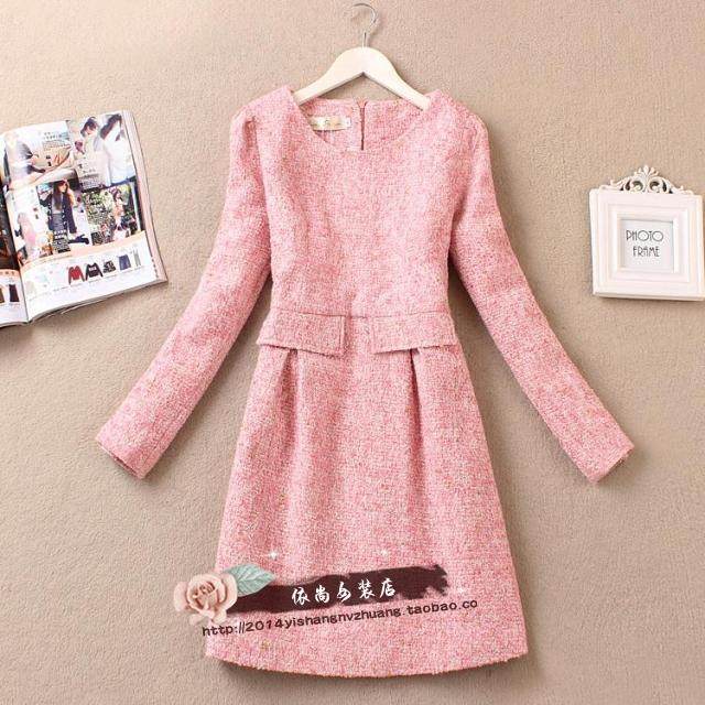 新款秋冬装连衣裙长袖韩版大码中长款包臀打底连衣裙女潮