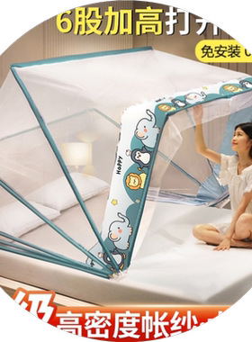 简易便携式折叠蚊帐篷室内床上文蚊帐加高卡通蚊账席梦思宿舍ins