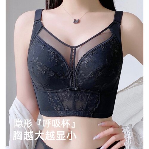 全罩杯大胸显小文胸奢华蕾丝花边