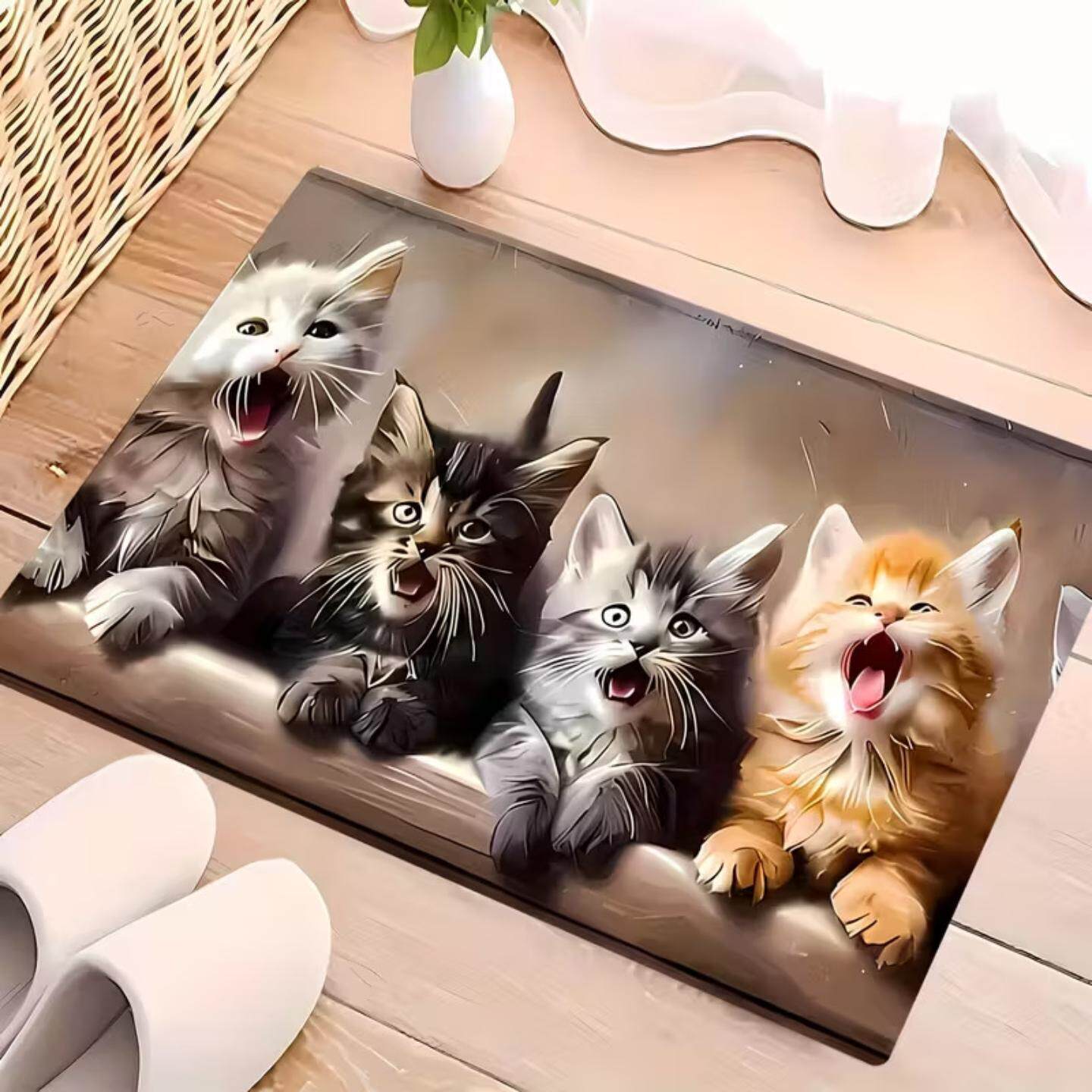 可爱猫咪吸水硅藻泥地垫家用防滑易打理浴室门垫厂家代发脚垫