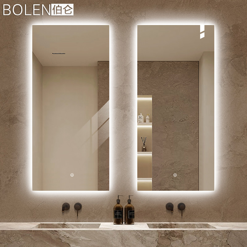 BOLEN 直角背光智能浴室镜双台盆通顶壁挂式卫生间洗手台卫浴镜子,家装主材,浴室镜,淘宝优惠券,粉丝福利购,淘宝优惠卷