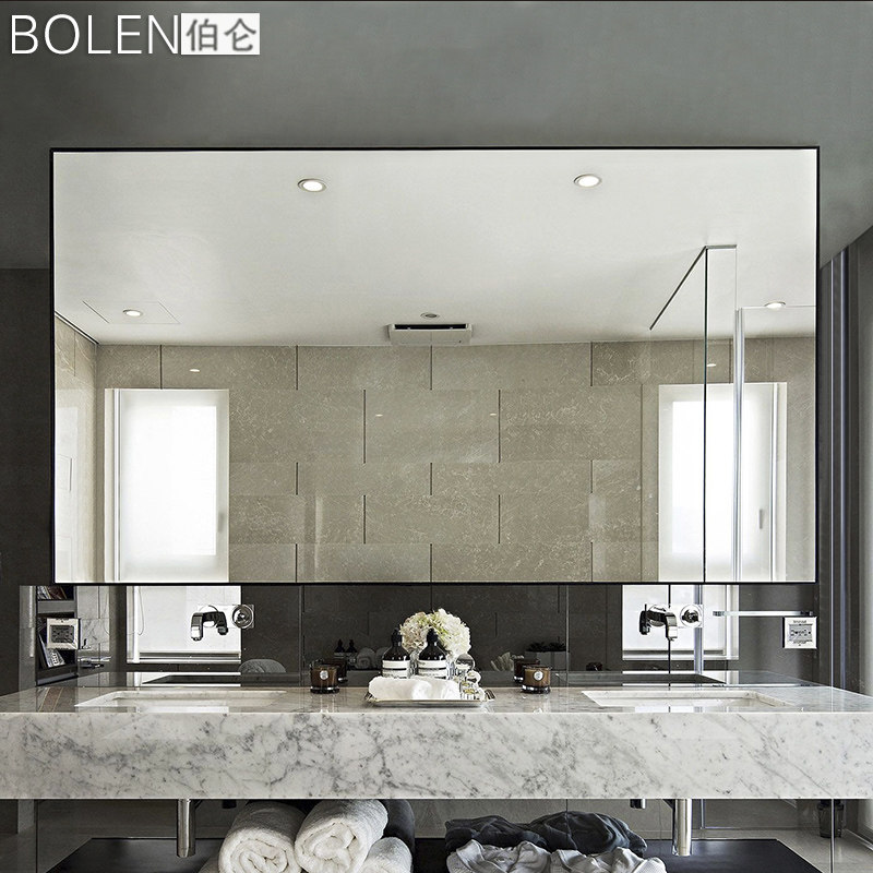 BOLEN浴室镜卫生间洗漱台镜壁挂贴墙金属铝框化妆镜卫浴定做镜子,家装主材,浴室镜,淘宝优惠券,粉丝福利购,淘宝优惠卷