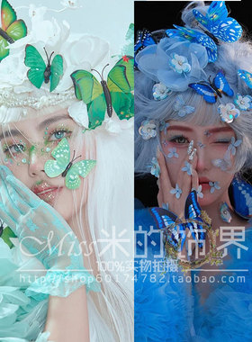 仿真蝴蝶婚纱发饰新娘夸张走秀