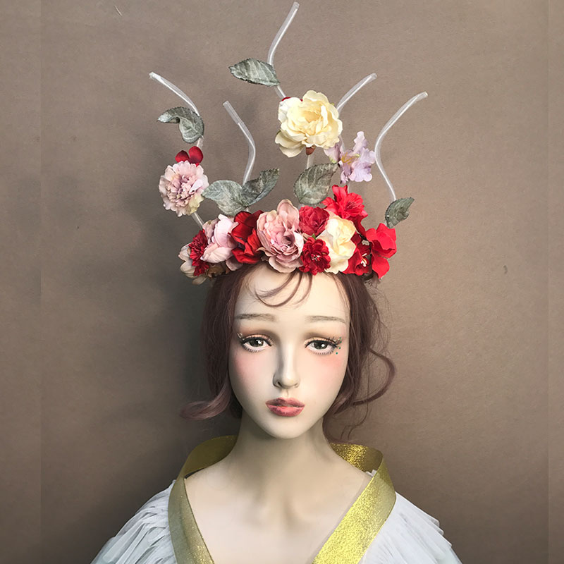 订制皇冠红色森系夸张结婚花朵