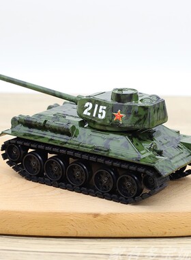 T34坦克车模型金属仿真二战苏联合金小摆件儿童男孩玩具履带可动